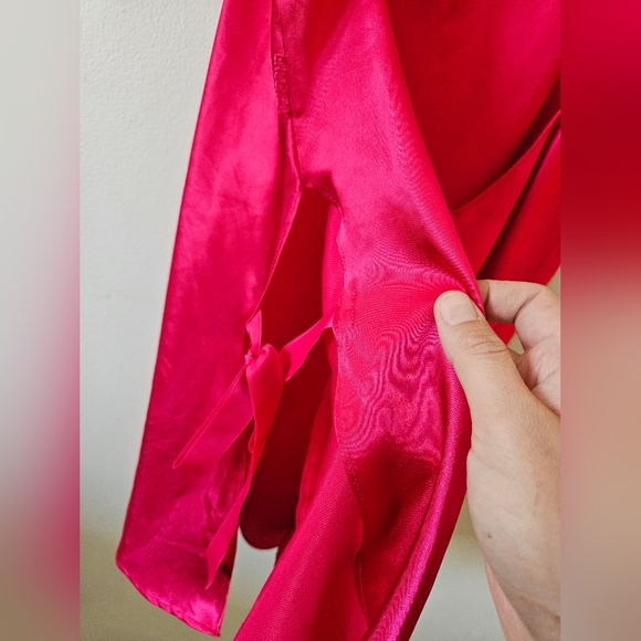 Lasenza lingerie red size medium w/ slit * tie ribbon intimate silk LA SENZA top - Picture 4 of 8